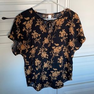 Floral Black and Gold Women's Top